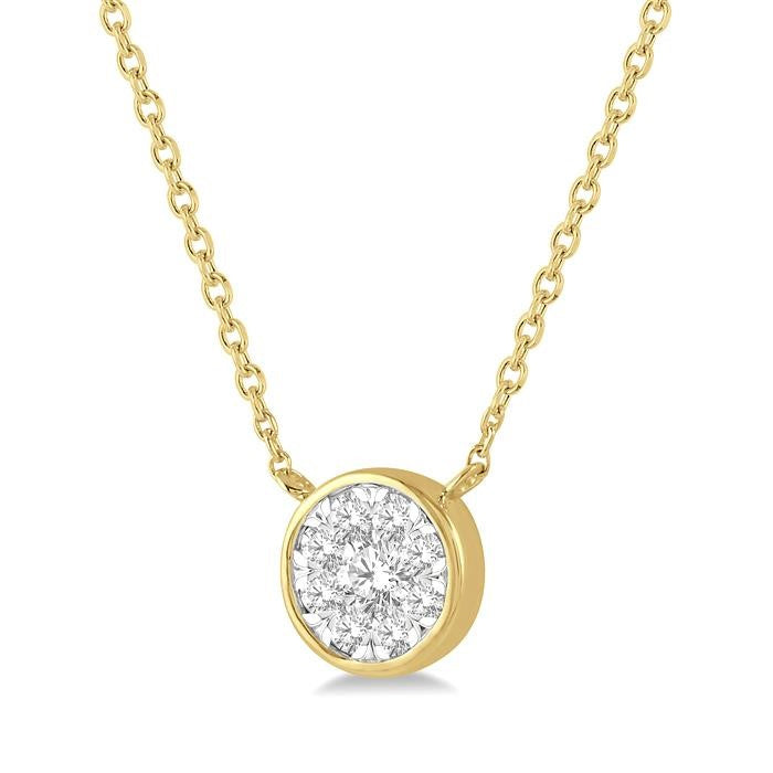 3/4 Ctw Round Shape Shine Bright Diamond Pendant With Chain in 14K Yellow and White Gold