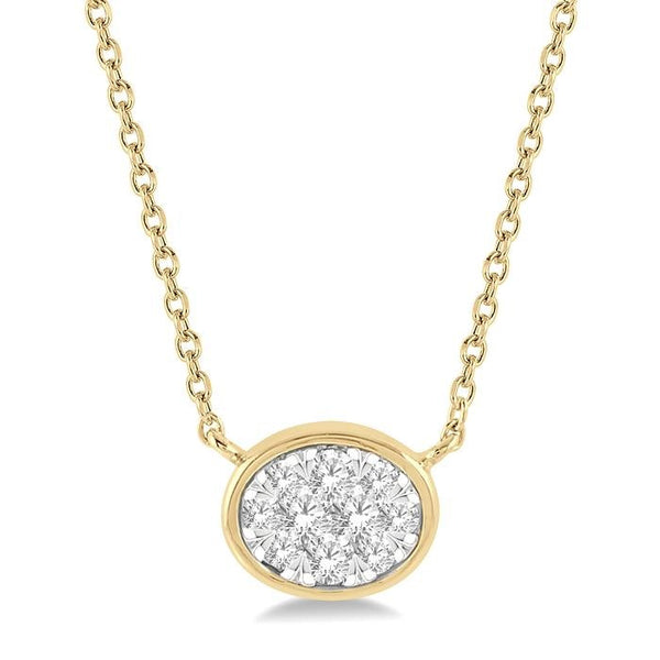1/6 Ctw Oval Shape Shine Bright Diamond Pendant With Chain in 14K Yellow and White Gold