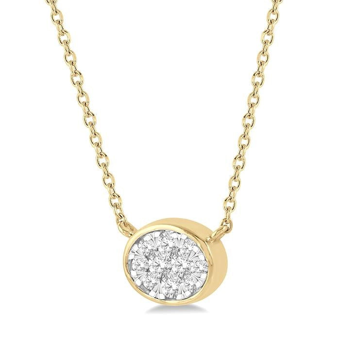 1/6 Ctw Oval Shape Shine Bright Diamond Pendant With Chain in 14K Yellow and White Gold