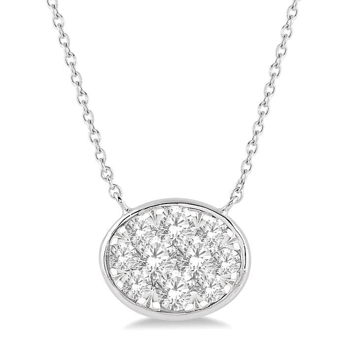 Helios Nocturne Oval Shape East-West Shine Bright Essential Diamond Pendant