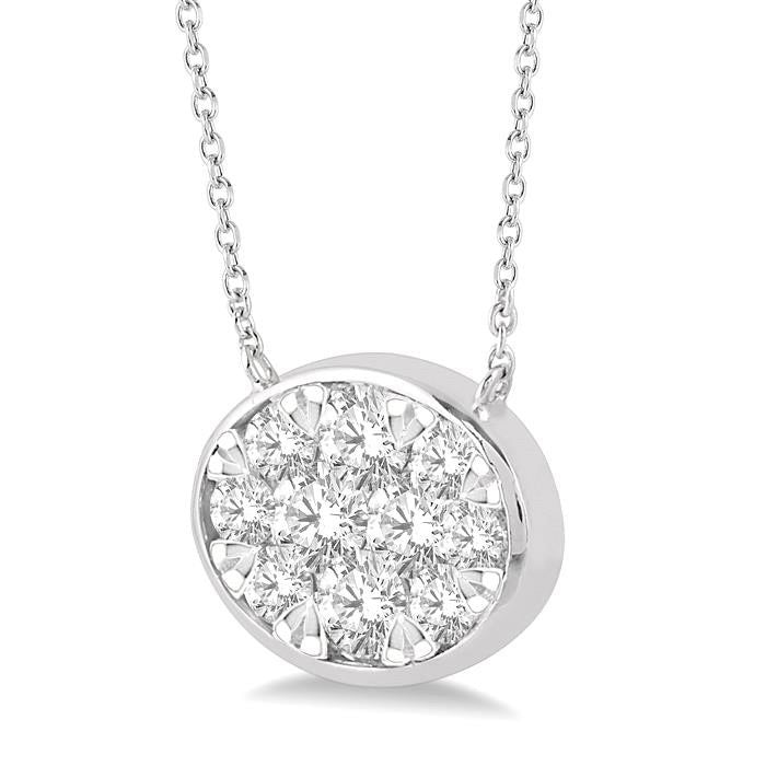 Helios Nocturne Oval Shape East-West Shine Bright Essential Diamond Pendant