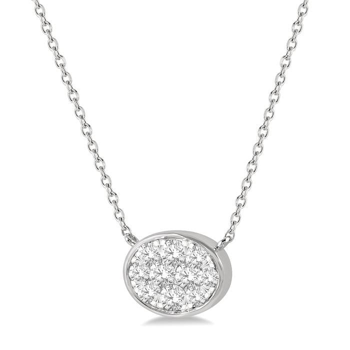 Bellona Oleander Oval Shape East-West Shine Bright Essential Diamond Pendant