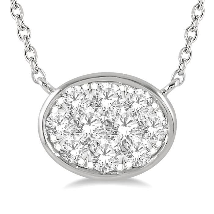 Sabine Oval Shape East-West Shine Bright Essential Diamond Pendant