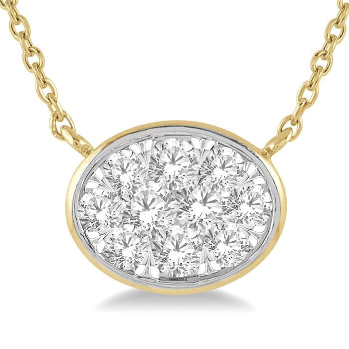 Riviera Sabine Oval Shape East-West Shine Bright Essential Diamond Pendant