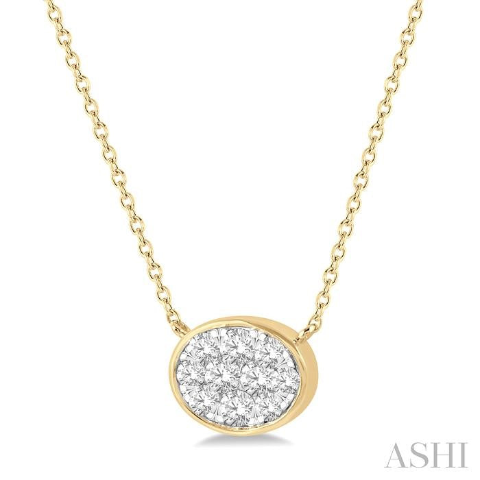1/3 Ctw Oval Shape Shine Bright Diamond Pendant With Chain in 14K Yellow and White Gold