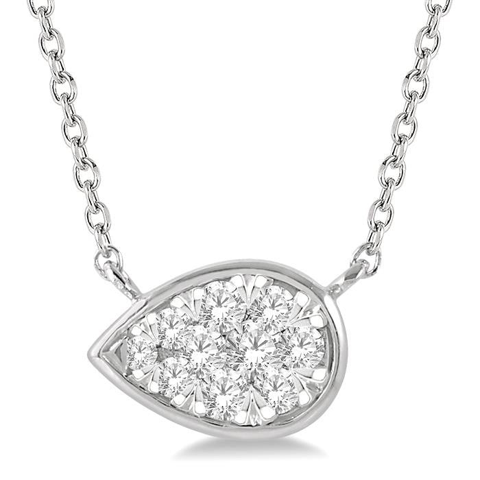 1/6 Ctw Pear Shape Shine Bright Diamond Pendant With Chain in 14K White Gold