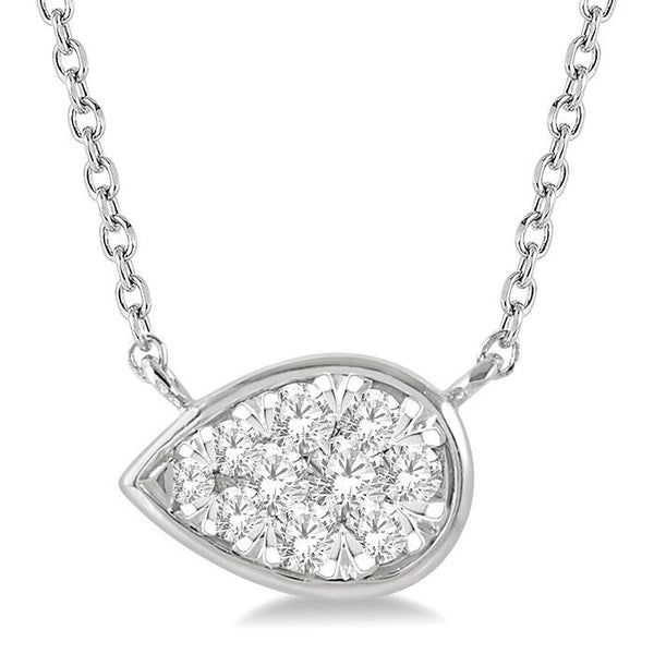 1/6 Ctw Pear Shape Shine Bright Diamond Pendant With Chain in 14K White Gold
