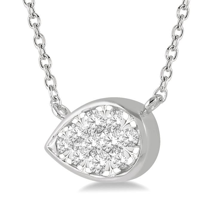 1/6 Ctw Pear Shape Shine Bright Diamond Pendant With Chain in 14K White Gold