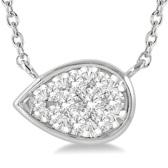 1/6 Ctw Pear Shape Shine Bright Diamond Pendant With Chain in 14K White Gold