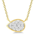 1/6 Ctw Pear Shape Shine Bright Diamond Pendant With Chain in 14K Yellow and White Gold