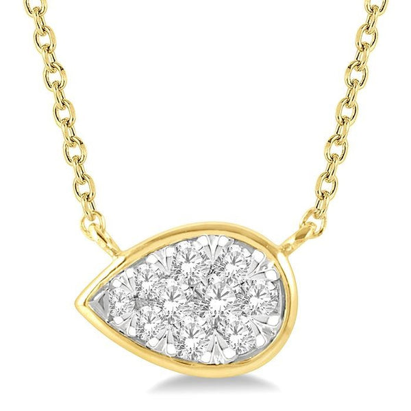 1/6 Ctw Pear Shape Shine Bright Diamond Pendant With Chain in 14K Yellow and White Gold