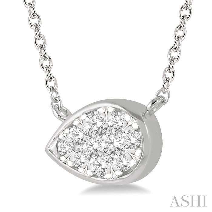 1/6 Ctw Pear Shape Shine Bright Diamond Pendant With Chain in 14K White Gold