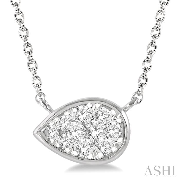 1/6 Ctw Pear Shape Shine Bright Diamond Pendant With Chain in 14K White Gold