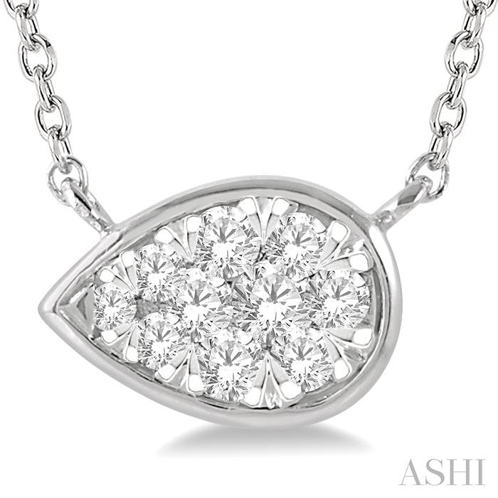 1/6 Ctw Pear Shape Shine Bright Diamond Pendant With Chain in 14K White Gold