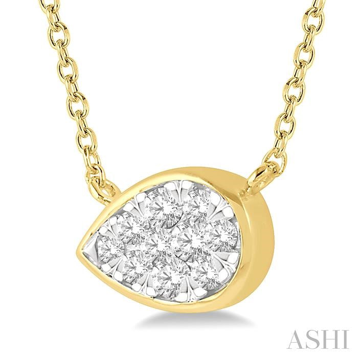1/6 Ctw Pear Shape Shine Bright Diamond Pendant With Chain in 14K Yellow and White Gold