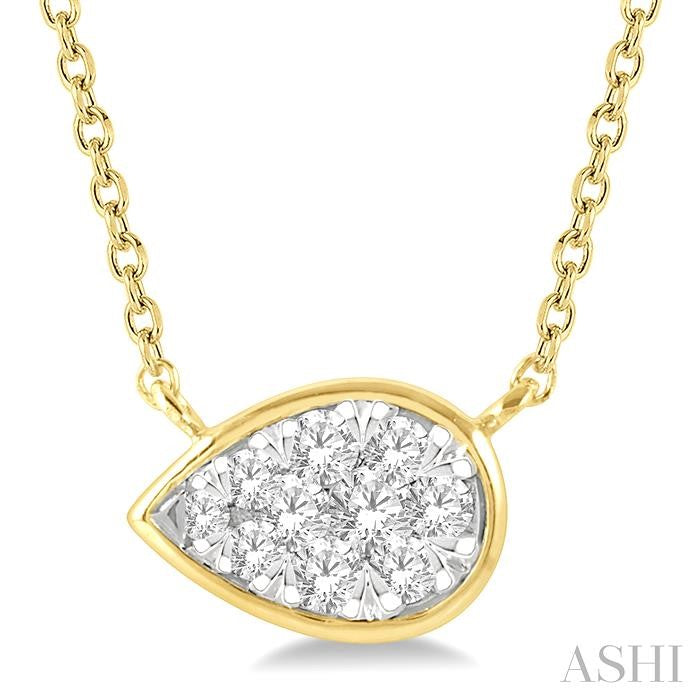 1/6 Ctw Pear Shape Shine Bright Diamond Pendant With Chain in 14K Yellow and White Gold