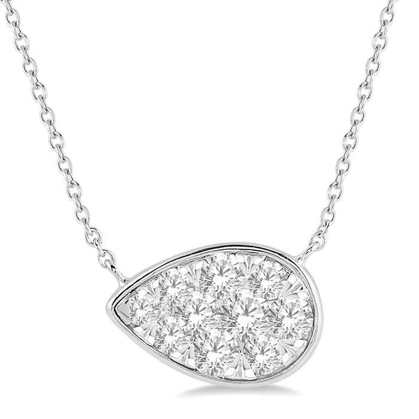 1/2 Ctw Pear Shape Shine Bright Diamond Pendant With Chain in 14K White Gold