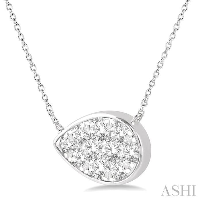 1/2 Ctw Pear Shape Shine Bright Diamond Pendant With Chain in 14K White Gold