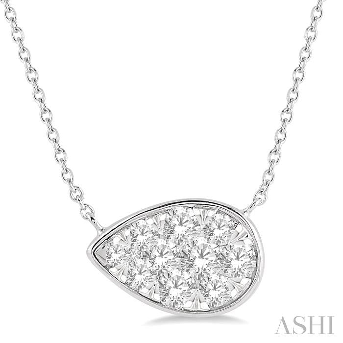 1/2 Ctw Pear Shape Shine Bright Diamond Pendant With Chain in 14K White Gold