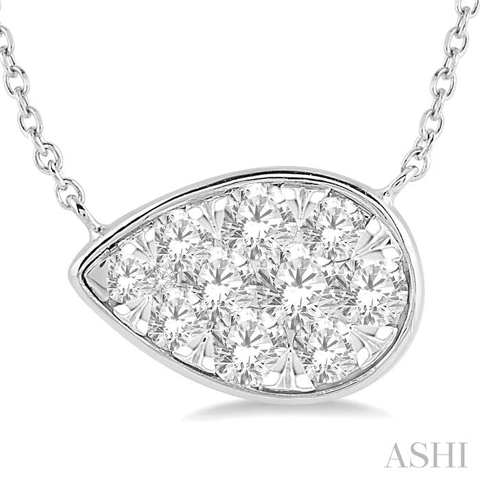 1/2 Ctw Pear Shape Shine Bright Diamond Pendant With Chain in 14K White Gold