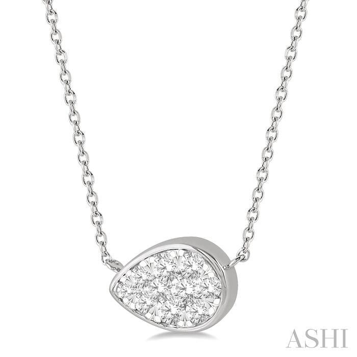 1/3 Ctw Pear Shape Shine Bright Diamond Pendant With Chain in 14K White Gold