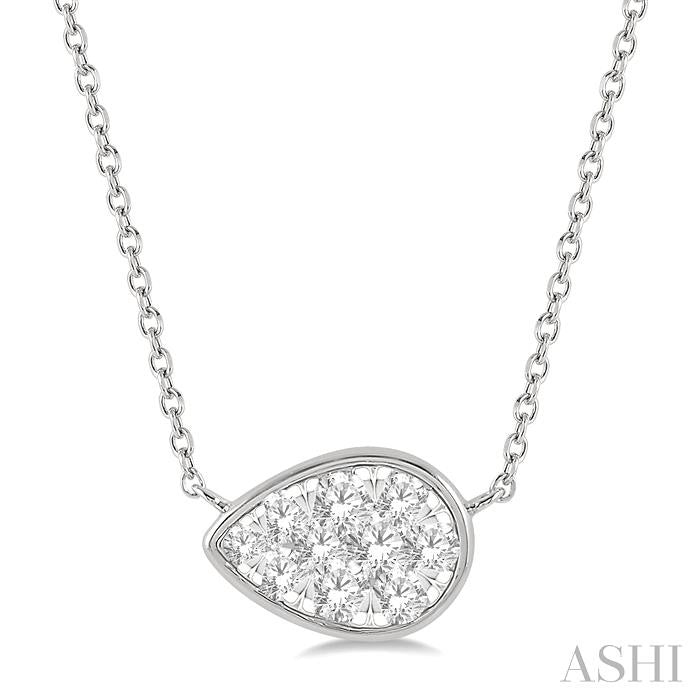 1/3 Ctw Pear Shape Shine Bright Diamond Pendant With Chain in 14K White Gold