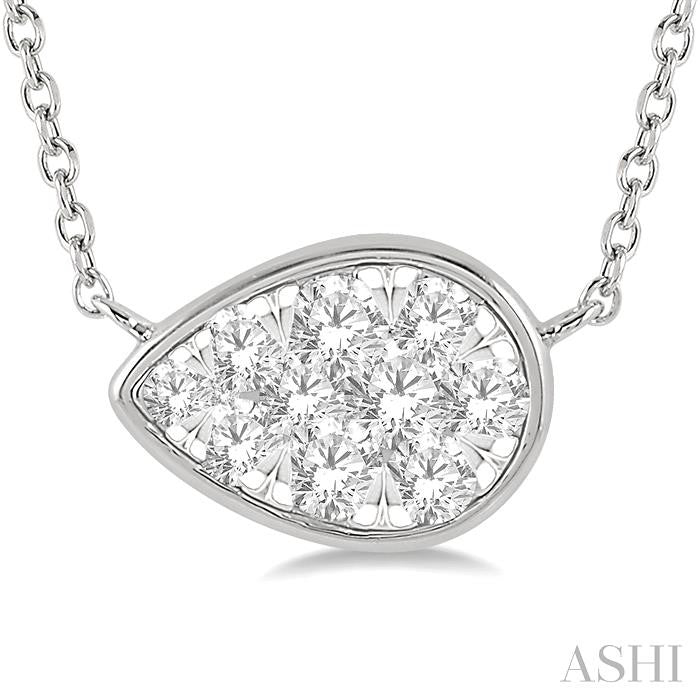 1/3 Ctw Pear Shape Shine Bright Diamond Pendant With Chain in 14K White Gold