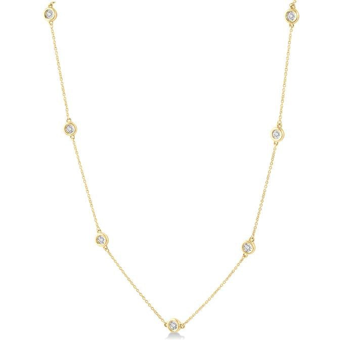 1/10 Ctw Round Cut Diamond Station Necklace in 10K Yellow Gold