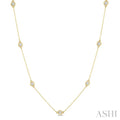 1/10 Ctw Round Cut Diamond Station Necklace in 10K Yellow Gold