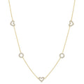 1 Ctw Heart and Circle Round Cut Diamond Station Necklace in 14K Yellow Gold