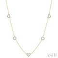 1 Ctw Heart and Circle Round Cut Diamond Station Necklace in 14K Yellow Gold