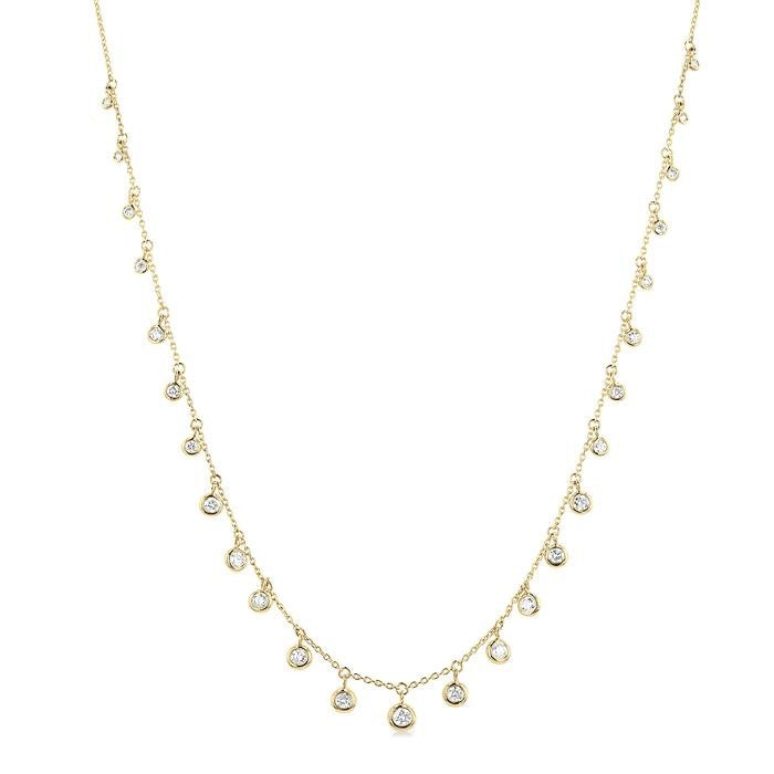 5/8 Ctw Bezel Set Round Cut Diamond Station Necklace in 14K Yellow Gold