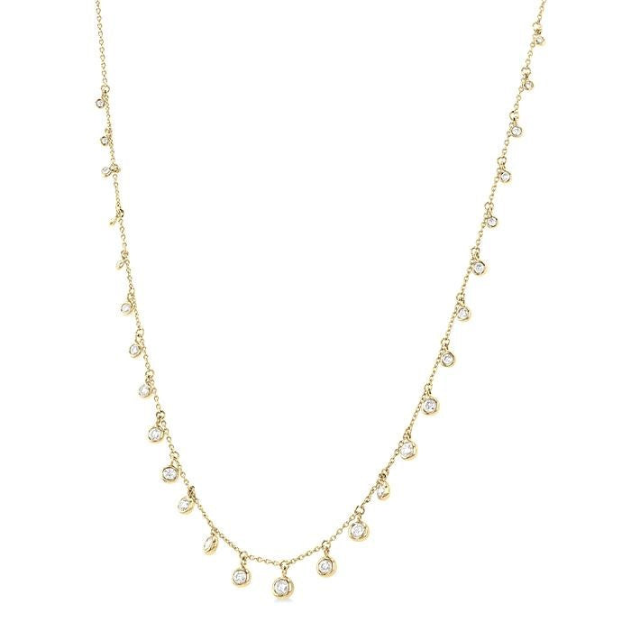 5/8 Ctw Bezel Set Round Cut Diamond Station Necklace in 14K Yellow Gold
