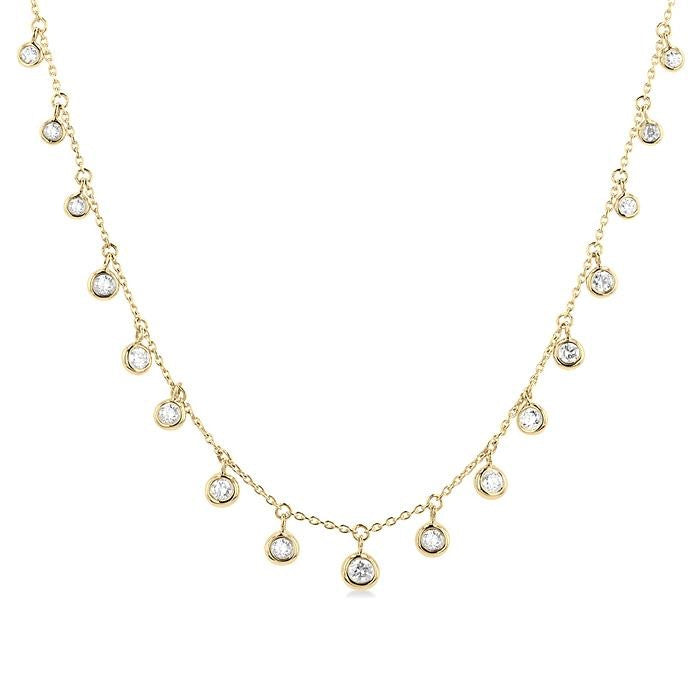 5/8 Ctw Bezel Set Round Cut Diamond Station Necklace in 14K Yellow Gold