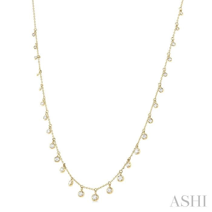 5/8 Ctw Bezel Set Round Cut Diamond Station Necklace in 14K Yellow Gold