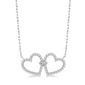 1/4 Ctw Coupled Twin Heart Round Cut Diamond Necklace in 10K White Gold