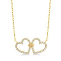 1/4 Ctw Coupled Twin Heart Round Cut Diamond Necklace in 10K Yellow Gold