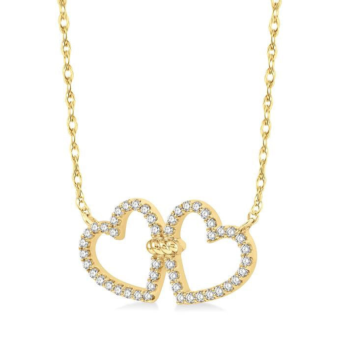 Twin Heart Shape Diamond Necklace