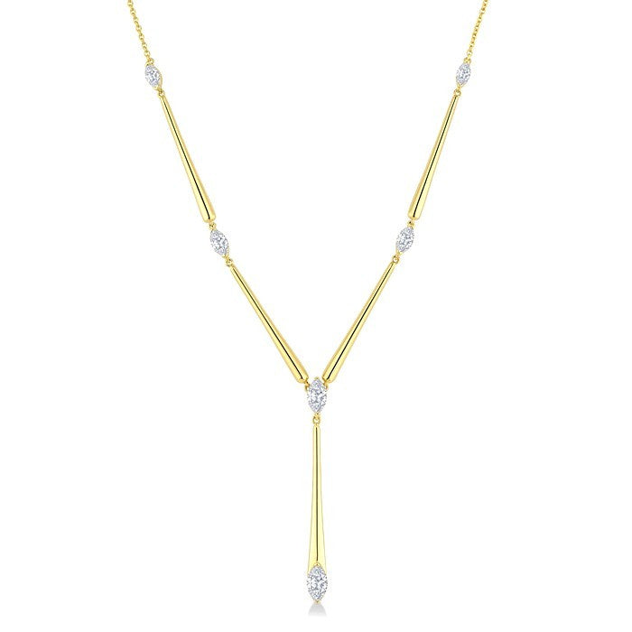 1 Ctw Marquise Cut Diamond Tapered Bar Necklace in 14K Yellow Gold