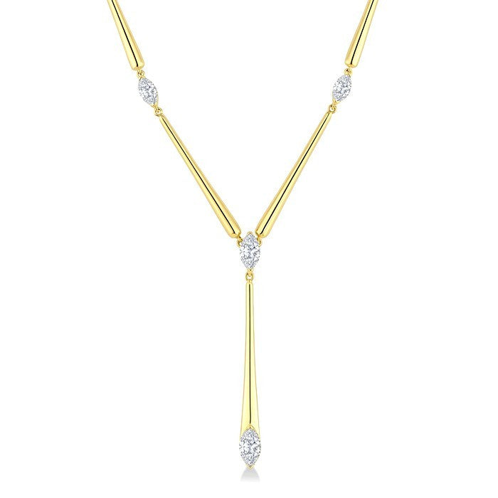 1 Ctw Marquise Cut Diamond Tapered Bar Necklace in 14K Yellow Gold