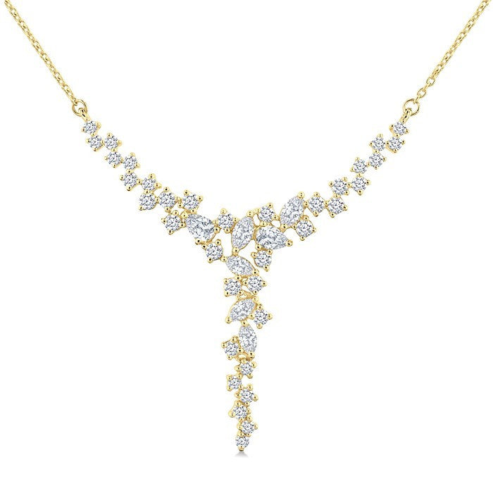 1 Ctw Waterfall Mixed Cut Diamond Scatter Necklace in 14K Yellow Gold