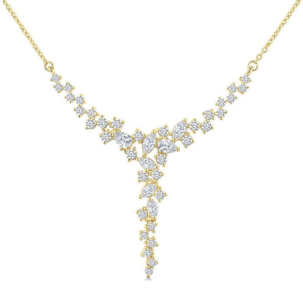 1 Ctw Waterfall Mixed Cut Diamond Scatter Necklace in 14K Yellow Gold