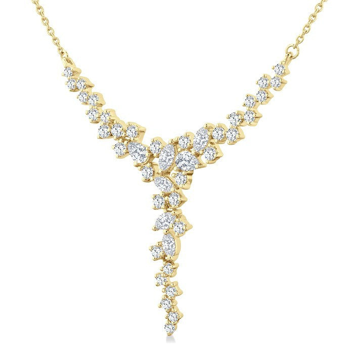 1 Ctw Waterfall Mixed Cut Diamond Scatter Necklace in 14K Yellow Gold