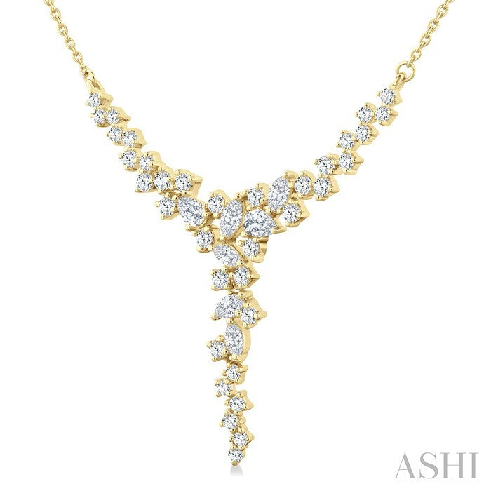 1 Ctw Waterfall Mixed Cut Diamond Scatter Necklace in 14K Yellow Gold