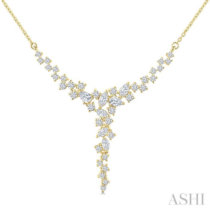 1 Ctw Waterfall Mixed Cut Diamond Scatter Necklace in 14K Yellow Gold