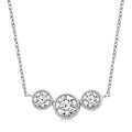 1 Ctw Past, Present & Future 3-Stone Bezel Set Round Cut Diamond Necklace in 14K White Gold