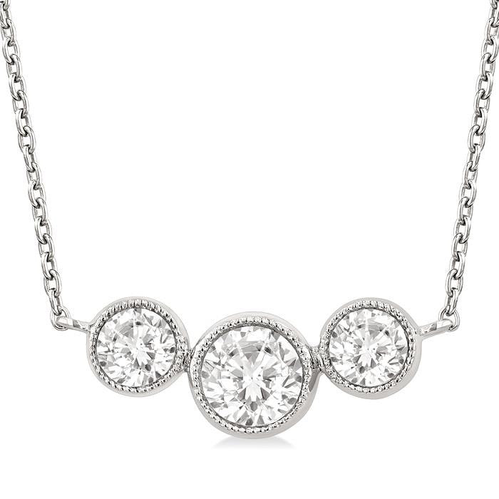Evergreen Celestia 3 Stone Bezel Set Diamond Necklace