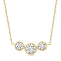 1 Ctw Past, Present & Future 3-Stone Bezel Set Round Cut Diamond Necklace in 14K Yellow Gold