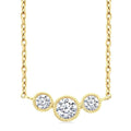1/4 Ctw Past, Present & Future 3-Stone Bezel Set Round Cut Diamond Necklace in 14K Yellow Gold