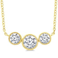 3 Stone Bezel Set Diamond Necklace